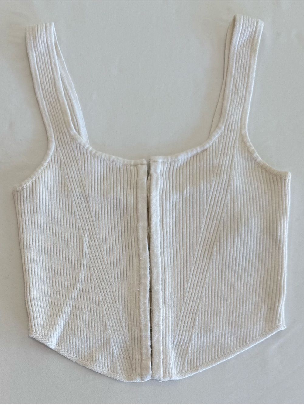 Abercrombie & Fitch Cream Ribbed Hook & Eye Corset Tank Top - Small